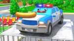 Police Car Catching The Race Car for Kids – 3D Cars Cartoons